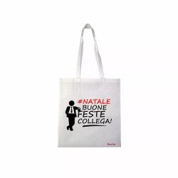 borsa spesa 36x40 scritta - natale buone feste collega regalo azienda colleghi