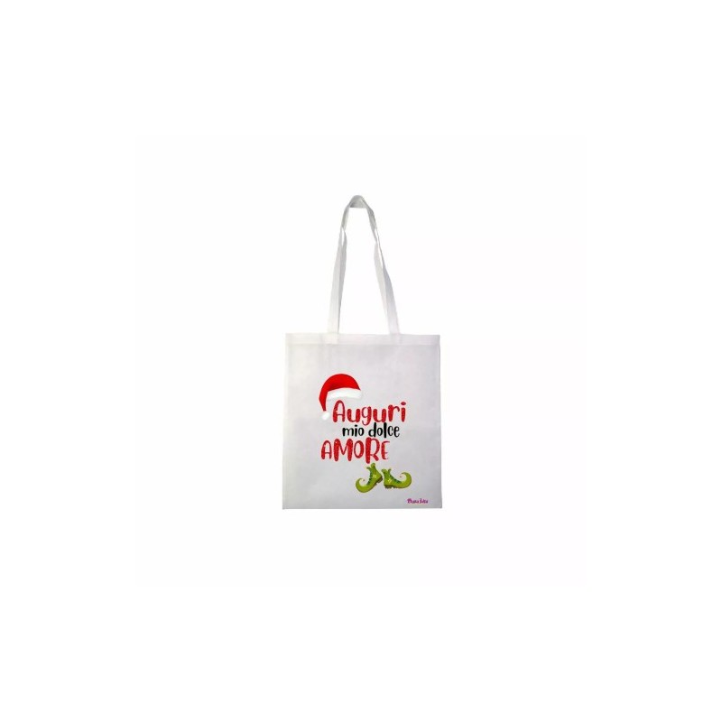 borsa spesa 36x40 scritta auguri mio dolce amore regalo fidanzati buon natale