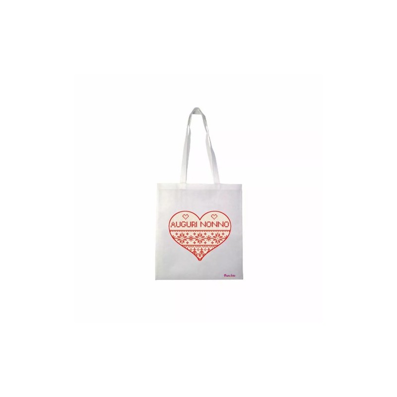 borsa spesa 36x40 scritta auguri nonno buon natale cuore regalo nipoti