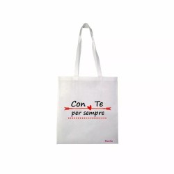 borsa spesa 36x40 scritta con te per sempre regalo festa innamorati amore cuore