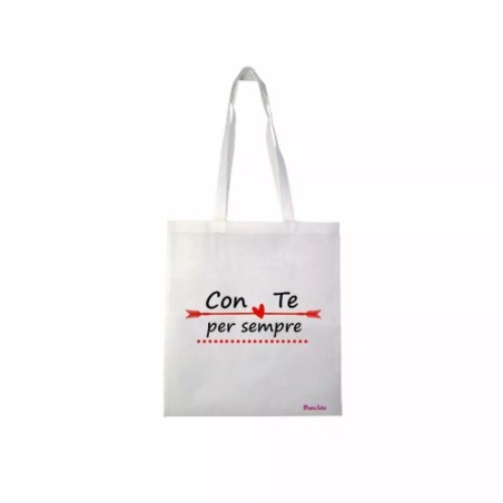 borsa spesa 36x40 scritta con te per sempre regalo festa innamorati amore cuore