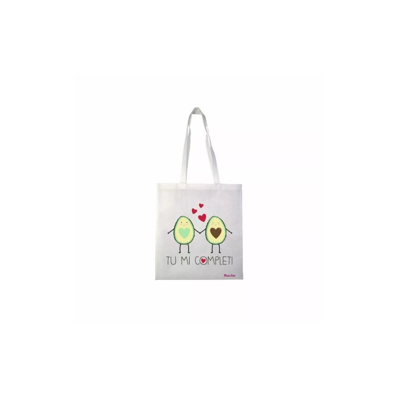 borsa spesa 36x40 scritta tu mi completi regalo festa innamorati amore