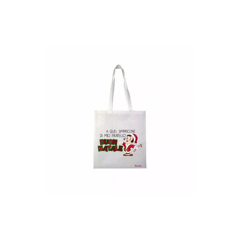 borsa spesa poliestere 36x40 scritta a mio fratello buon natale regalo sorella