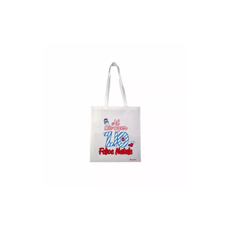 borsa spesa poliestere 36x40 scritta al mio super zio felice natale regalo feste