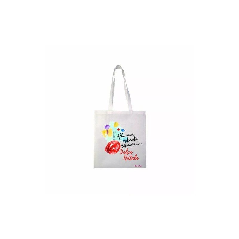 borsa spesa poliestere 36x40 scritta alla mia bisnonna felice natale regalo