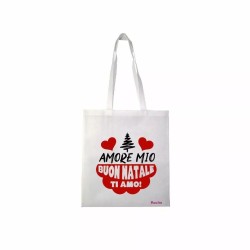 borsa spesa poliestere 36x40 scritta amore mio buon natale ti amo regalo feste