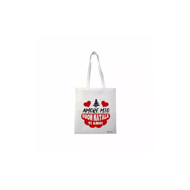 borsa spesa poliestere 36x40 scritta amore mio buon natale ti amo regalo feste