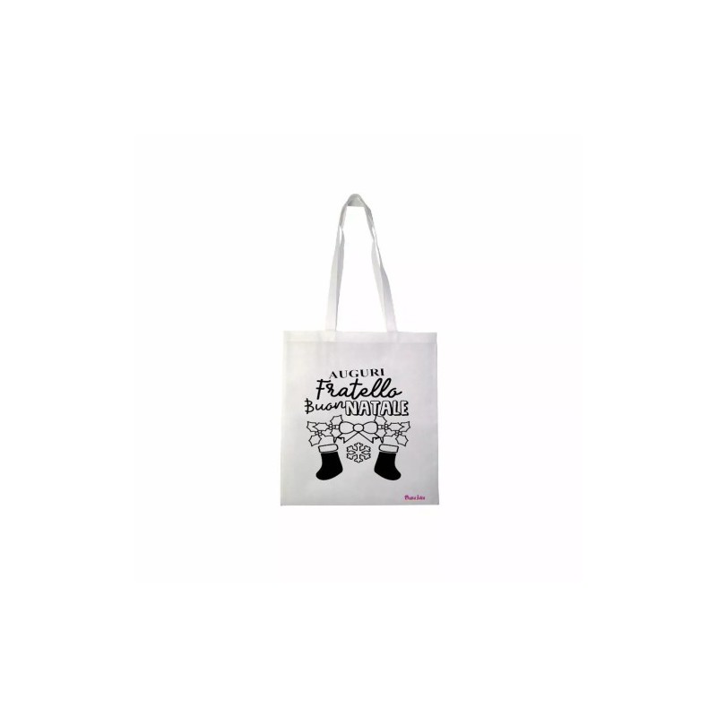 borsa spesa poliestere 36x40 scritta auguri fratello buon natale regalo sorella