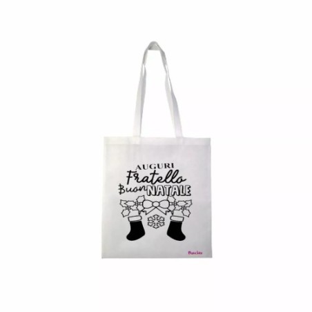 borsa spesa poliestere 36x40 scritta auguri fratello buon natale regalo sorella