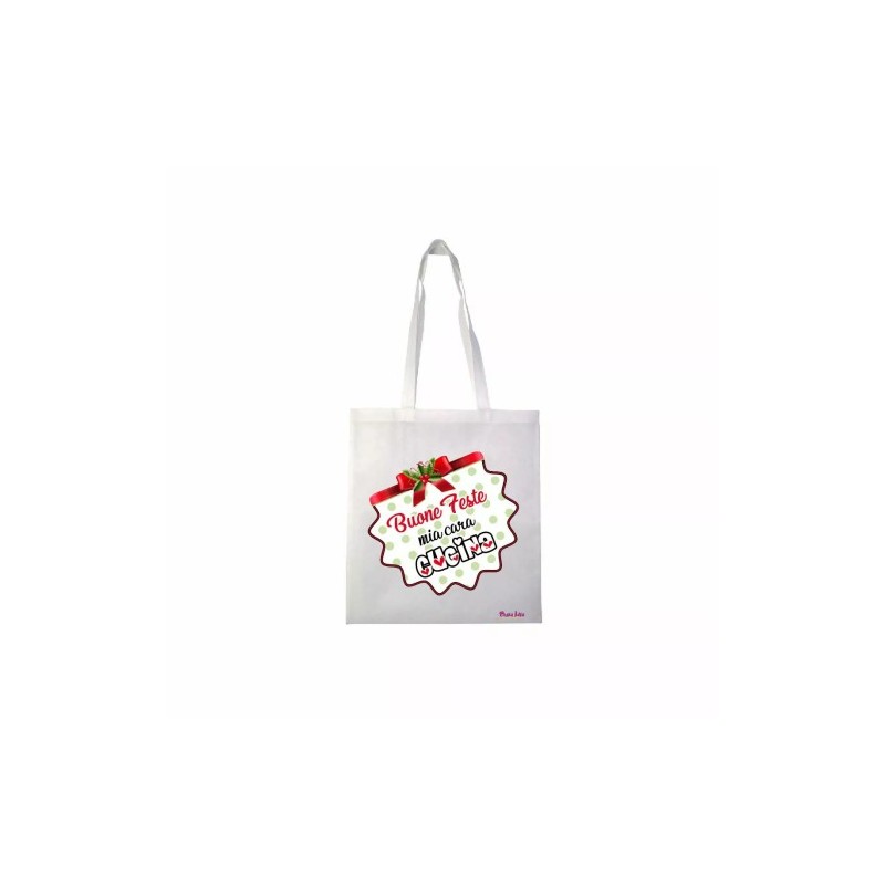 borsa spesa poliestere 36x40 scritta buone feste mia cara cugina natale regalo