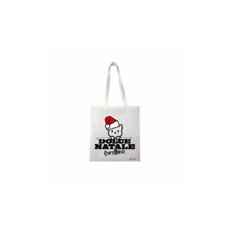borsa spesa poliestere 36x40 scritta dolce natale sorellina regalo sorella