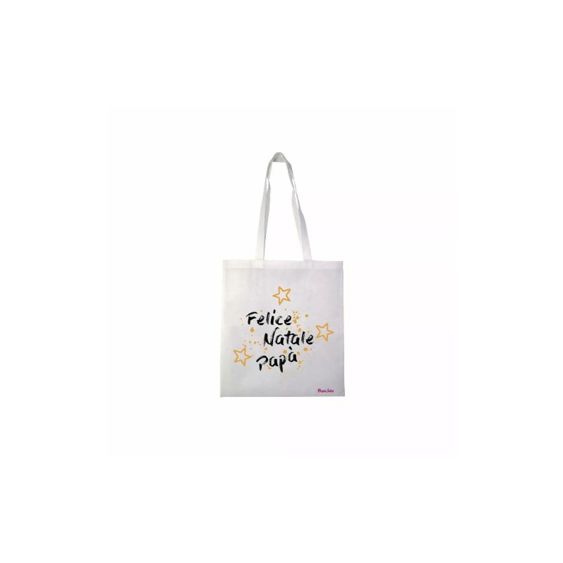 borsa spesa poliestere 36x40 scritta felice natale papa' regalo feste figli