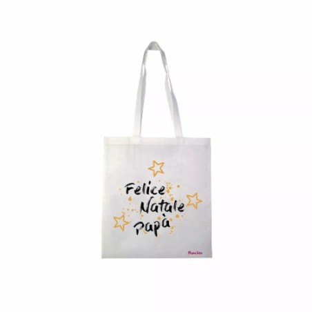 borsa spesa poliestere 36x40 scritta felice natale papa' regalo feste figli