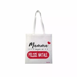 borsa spesa poliestere 36x40 scritta mamma ti auguro felice natale regalo feste