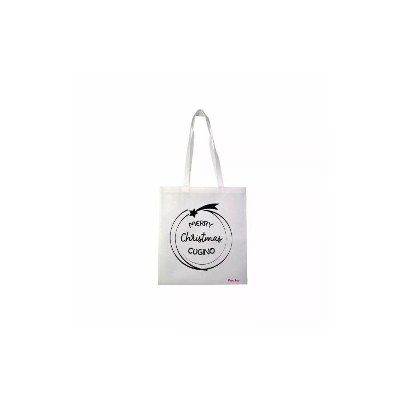 borsa spesa poliestere 36x40 scritta merry christmas cugino buon natale regalo