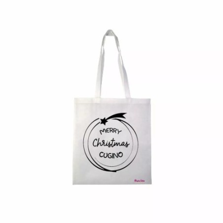 borsa spesa poliestere 36x40 scritta merry christmas cugino buon natale regalo