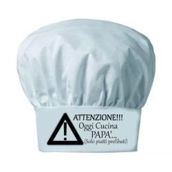 Cappello UOMO cuoco chef bianco scritta OGGI CUCINA PAPA' festa compleanno