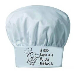 Cappello UOMO cuoco chef RE DEI FORNELLI bianco scritta PAPA' festa compleanno