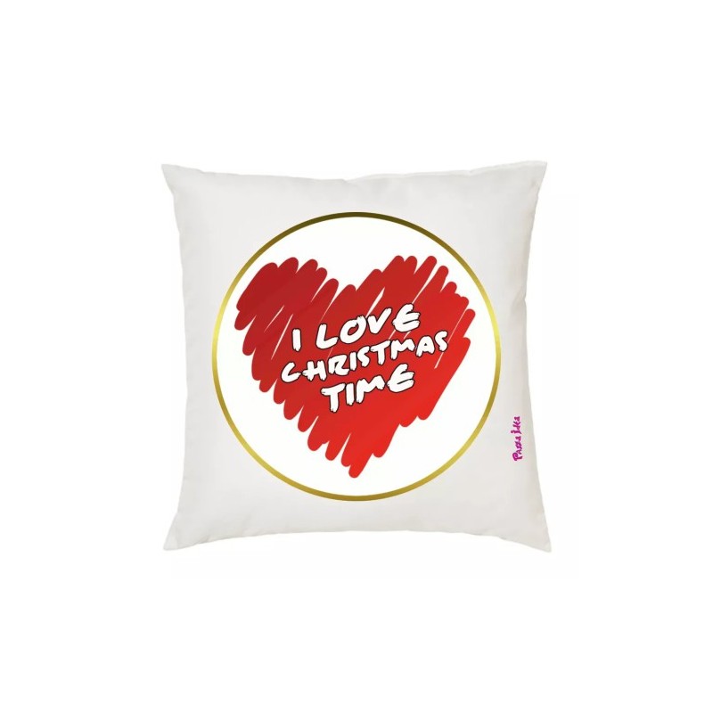 cuscino 40 x 40 cm scritta i love christmas time cuore regalo natale uomo donna