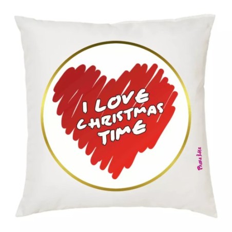 cuscino 40 x 40 cm scritta i love christmas time cuore regalo natale uomo donna