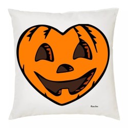 cuscino 40 x 40 con disegno cuore zucca arancione idea regalo halloween scherzo