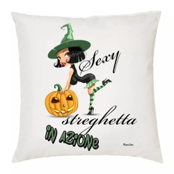 cuscino 40 x 40 con disegno e scritta sexy streghetta idea regalo halloween