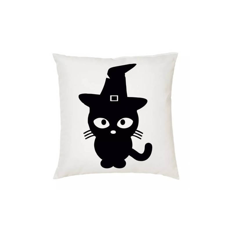 cuscino 40 x 40 con disegno gatto nero idea regalo scherzo halloween