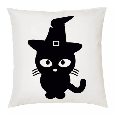 cuscino 40 x 40 con disegno gatto nero idea regalo scherzo halloween