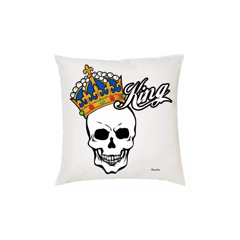cuscino 40 x 40 con disegno teschio e scritta king idea regalo