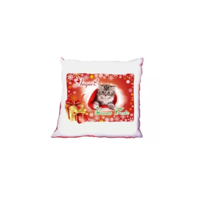 cuscino 40 x 40 con scritta auguri buone feste gattino regalo natale uomo donna
