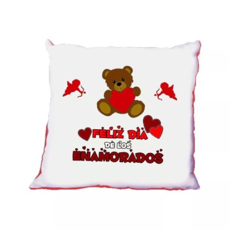 cuscino 40 x 40 con scritta in spagnolo feliz dia de los enamorado san valentino