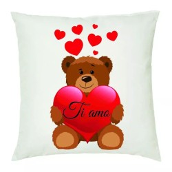 cuscino 40 x 40 con scritta ti amo orsetto cuore idea regalo san valentino