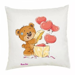 cuscino 40 x 40 disegno orsetto palloncini festa innamorati uomo donna regalo