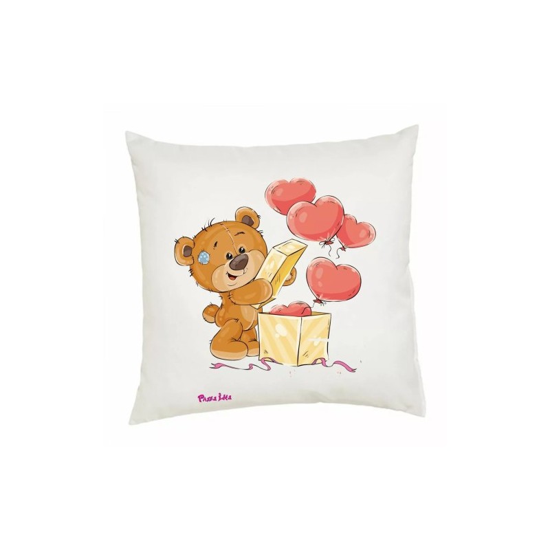 cuscino 40 x 40 disegno orsetto palloncini festa innamorati uomo donna regalo