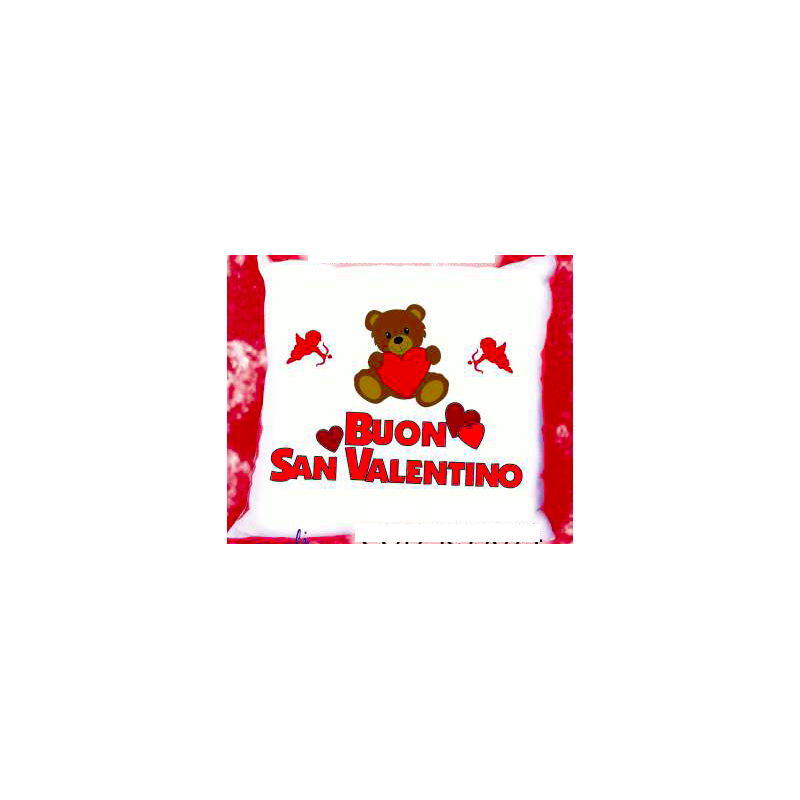 cuscino 40 x 40 scritta buon san valentino cuore cuori regalo orsetto angioletti