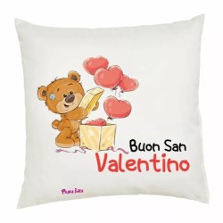 cuscino 40 x 40 scritta buon san valentino festa innamorati uomo donna orsetto