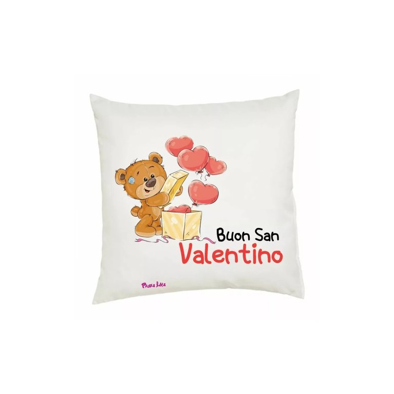 cuscino 40 x 40 scritta buon san valentino festa innamorati uomo donna orsetto