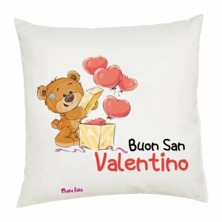 cuscino 40 x 40 scritta buon san valentino festa innamorati uomo donna orsetto