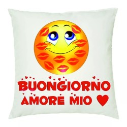 cuscino 40 x 40 scritta buongiorno amore smile mio idea regalo san valentino