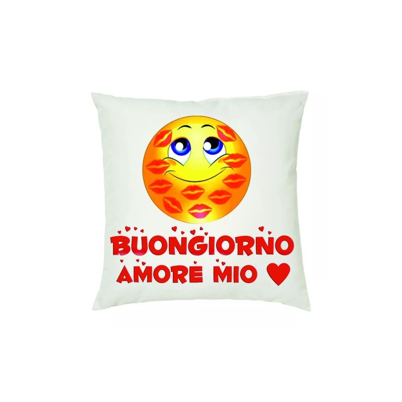 cuscino 40 x 40 scritta buongiorno amore smile mio idea regalo san valentino