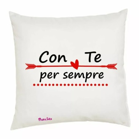 cuscino 40 x 40 scritta con te per sempre festa innamorati regalo cuore