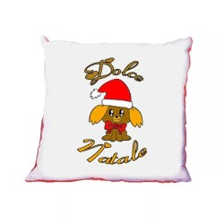 cuscino 40 x 40 scritta dolce natale cane con berretto regalo natale uomo donna