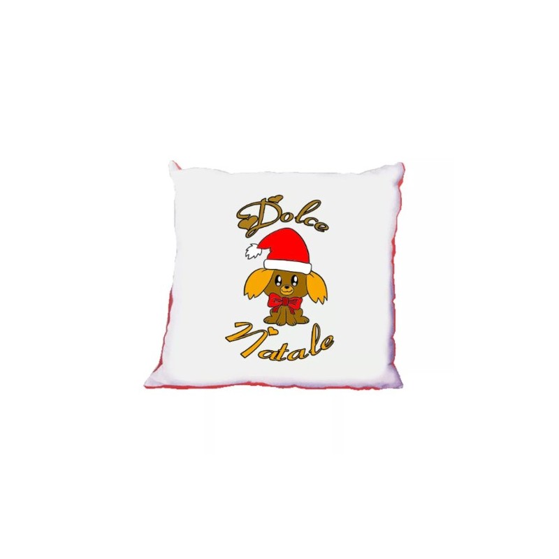 cuscino 40 x 40 scritta dolce natale cane con berretto regalo natale uomo donna