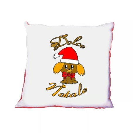 cuscino 40 x 40 scritta dolce natale cane con berretto regalo natale uomo donna