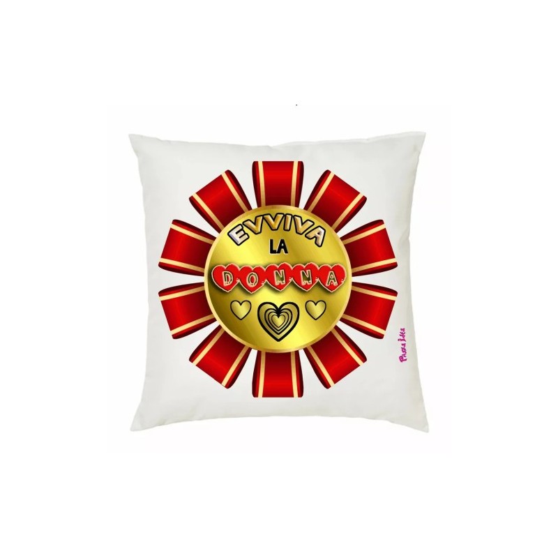 cuscino 40 x 40 scritta evviva la donna festa della donna idea regalo cuore