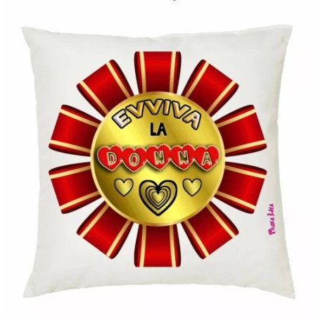 cuscino 40 x 40 scritta evviva la donna festa della donna idea regalo cuore