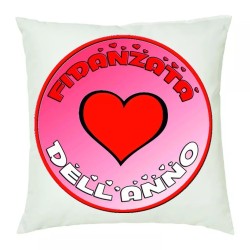cuscino 40 x 40 scritta fidanzata dell'anno idea regalo amore cuori cuore rosso