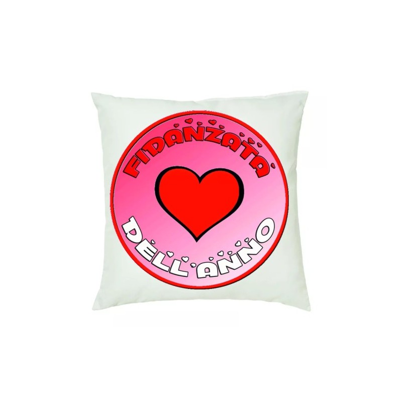 cuscino 40 x 40 scritta fidanzata dell'anno idea regalo amore cuori cuore rosso