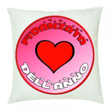 cuscino 40 x 40 scritta fidanzata dell'anno idea regalo amore cuori cuore rosso
