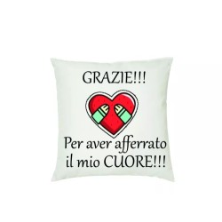 cuscino 40 x 40 scritta grazie per il aver afferrato il mio cuore idea regalo
